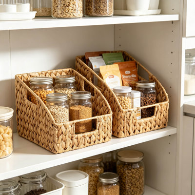 Ensemble de 2 paniers de rangement Water Hyacinth Pantry