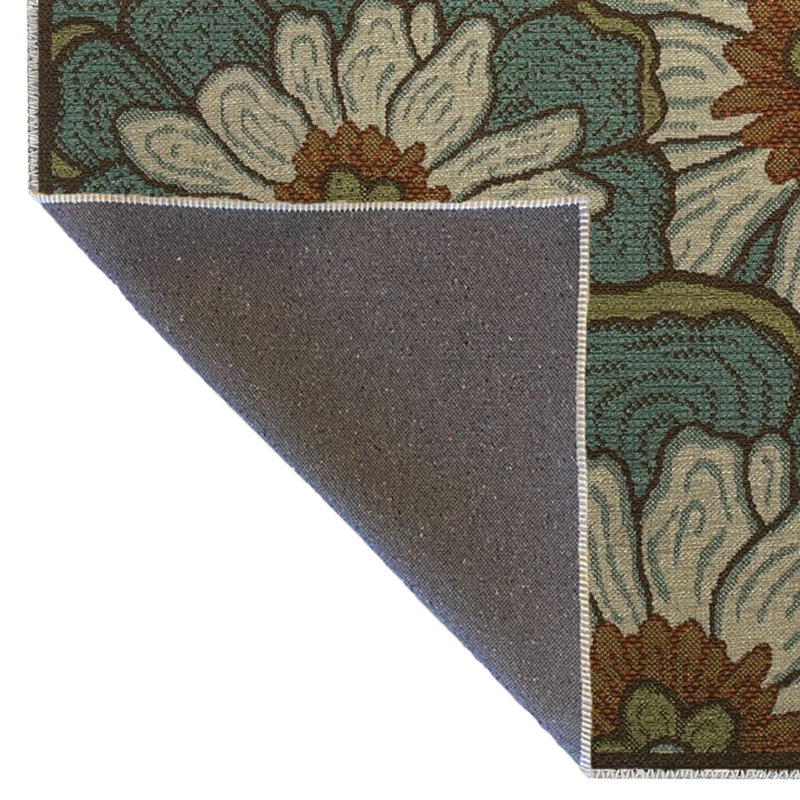 Tapis décoratif moderne à motif floral vert à motif de marguerites mélangées, Tapis de couloir 3 pi 3,37 po x 9 pi 10,11 po