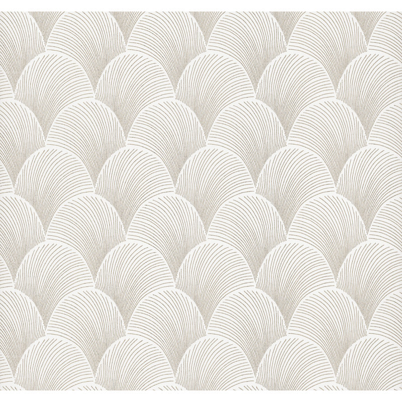 Metallic Light Scallop Wallpaper, Light Beige