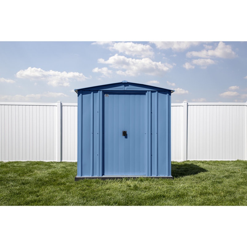 6 ft. x 7 ft. Blue Grey Steel Storage Shed with Sliding Doors