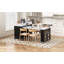 Table de salle à manger extensible avec plateau pliable extra-long, îlot de cuisine roulant avec tiroirs, prise de courant et verrou de frein, armoire de rangement pour la cuisine et la salle à manger (noir et blanc marbré)-726539713-726539743
