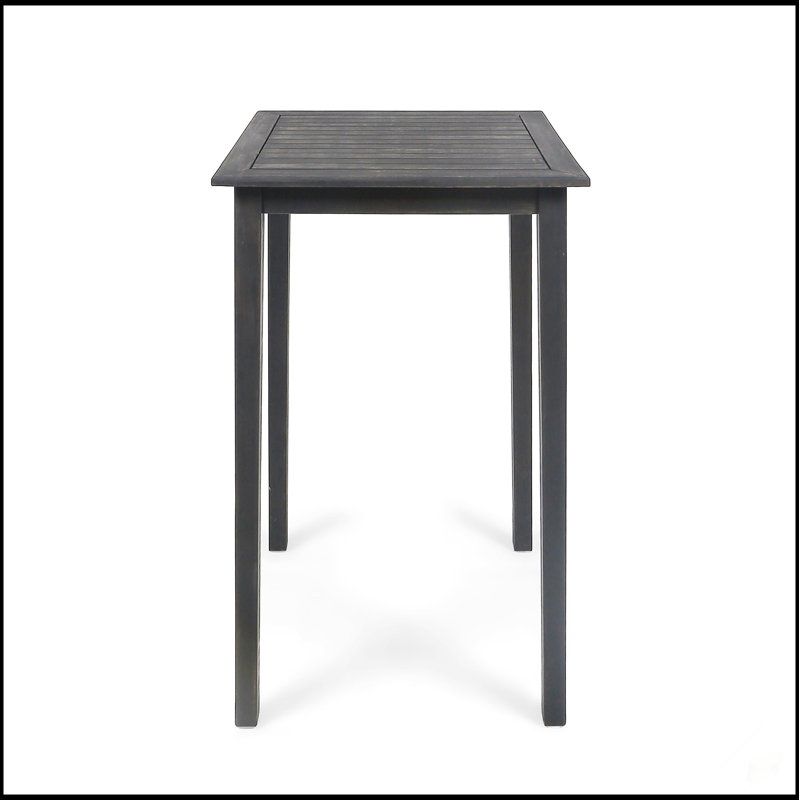 Table de bar d'extérieur carrée en bois d'acacia minimaliste - durable, résistante aux intempéries et élégante pour les espaces extérieurs modernes