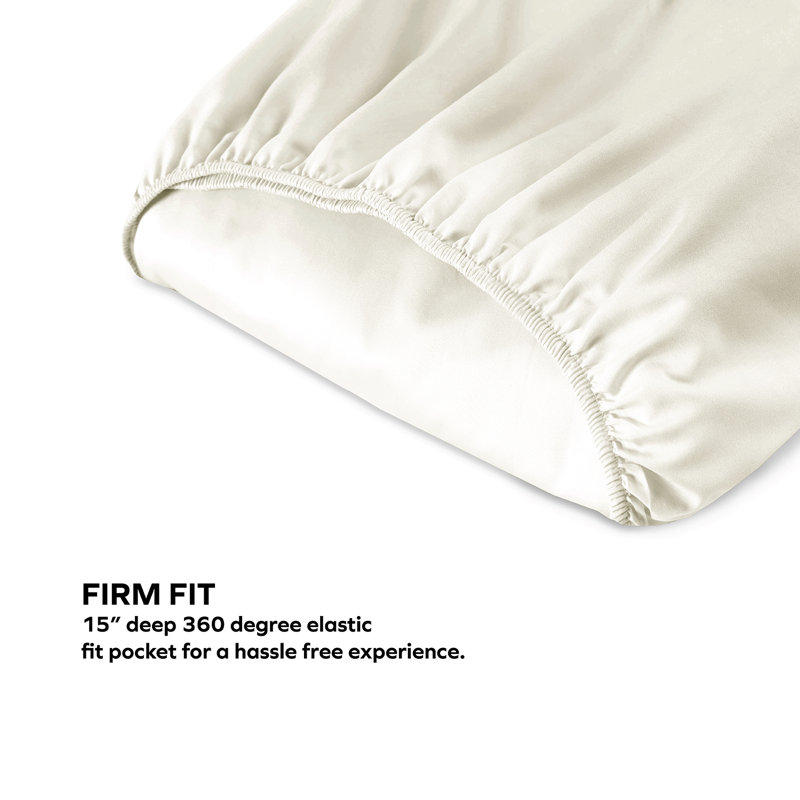  Ensemble de draps 100% coton à densité de tissage 300 fils Boston Linen Co., Beige