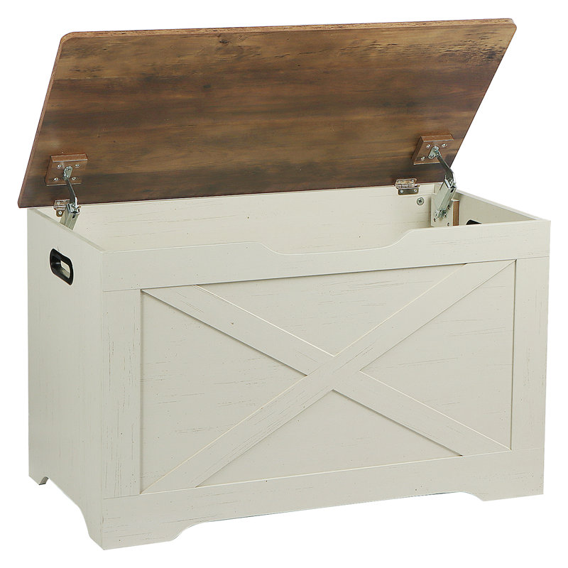 Manufactured Wood Blanket Chest, Brown And White, Brown/White