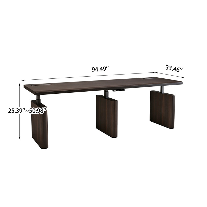 Bureau double 94,49 po moderne à hauteur double pour deux personnes avec prises intégrées, 25.39" H x 94.49" W x 33.46" D