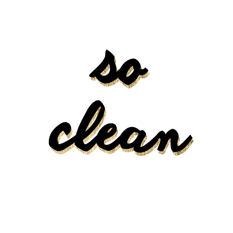 «So Clean», art textuel sur toile, H 12 po x l 12 po, Toile tendue