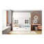 Lit simple en bois avec couchette - Lit de jour pour enfant en pin massif blanc avec toit et fenêtres-298186236