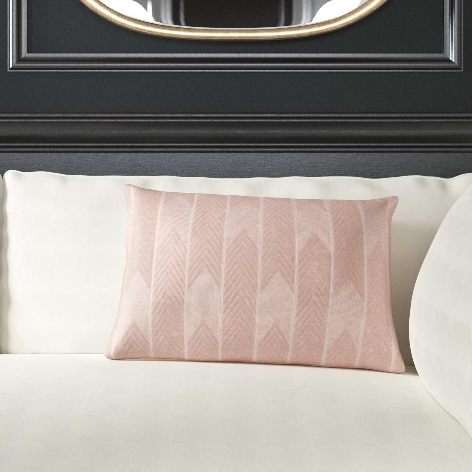 Ryans Velvet Lumbar Rectangular Pillow, Blush/Silver, Pillow Cover Only - No Insert, Rectangle 13" H x 21" W