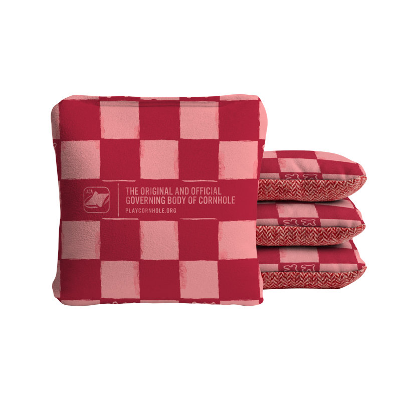 Distressed Checkered Retro Synergy Soft Cornhole Bags, Red