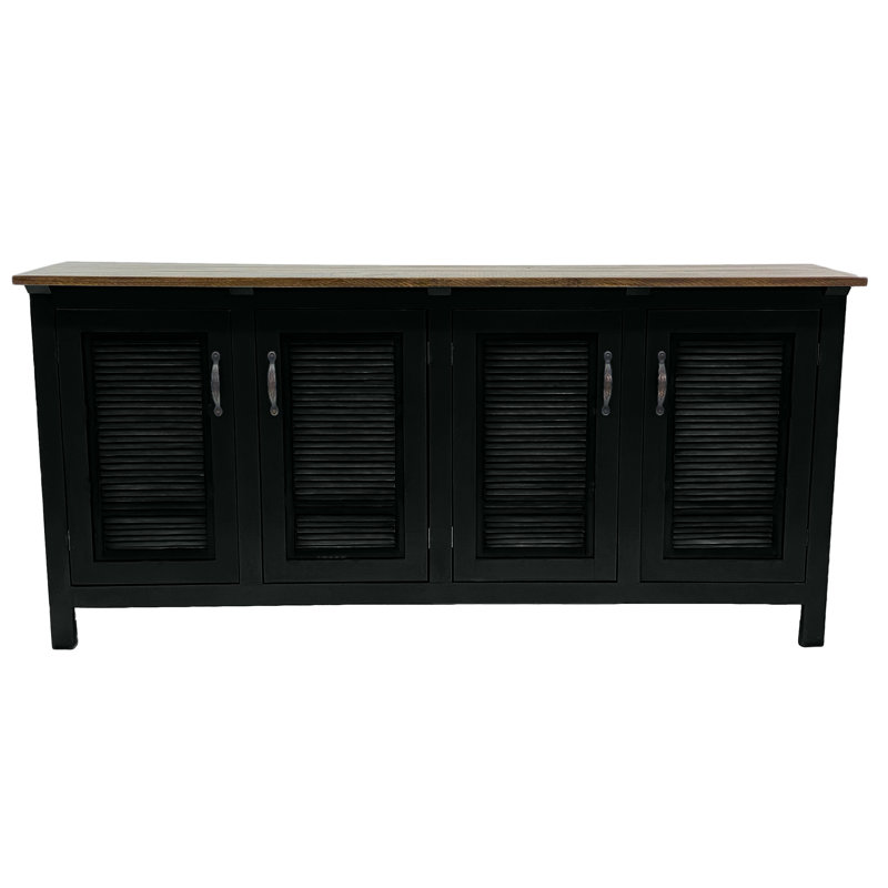 Buffet moderne 80 "en bois massif deux tons avec portes à volets, Black/Brown