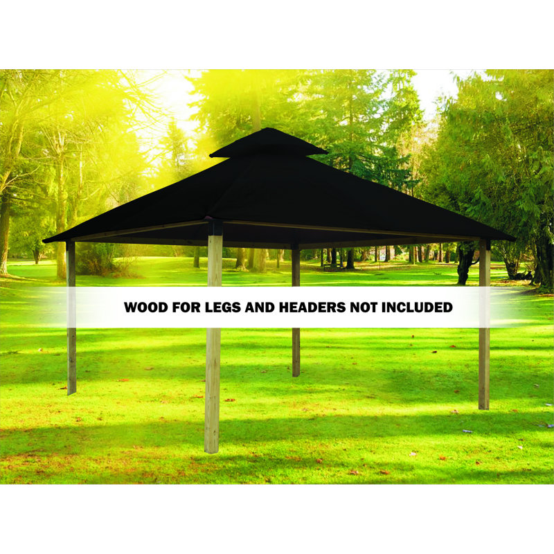 Roof Framing And Mounting 12 Ft. W x 12 Ft. D Solid Wood Gazebo, Black, 141.5" H x 144" W x 144" D