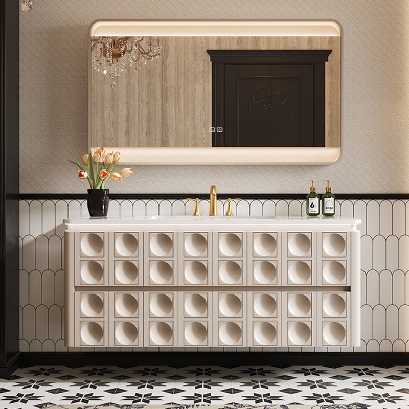 American modern style bathroom cabinet, 21.65" H x 51.18" W x 21.65" D, Off White