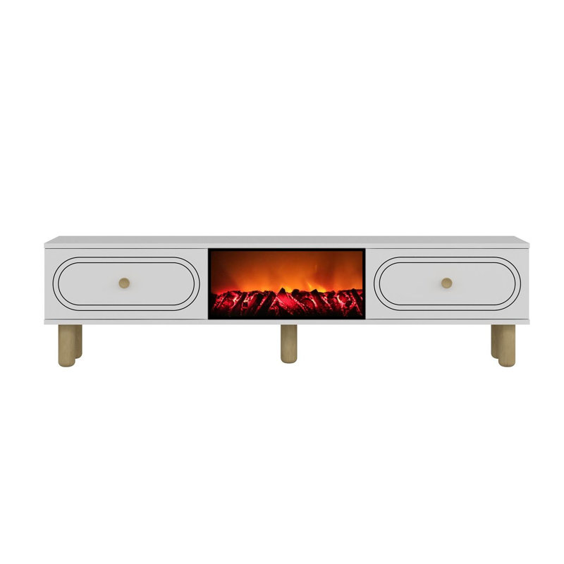 Meuble télé moderne blanc de 59,1 po x 17,6 po x 11,6 po | 100% panneau de particules enduit de mélamine, épaisseur: 0,7 pouce | Conception murale, élégante et élégante pour le salon et les espaces de divertissement, facile à assembler