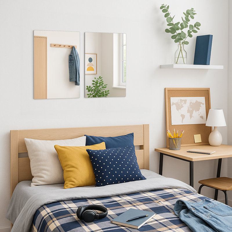 Harbour Housewares Self Adhesive Glass Wall Mirrors