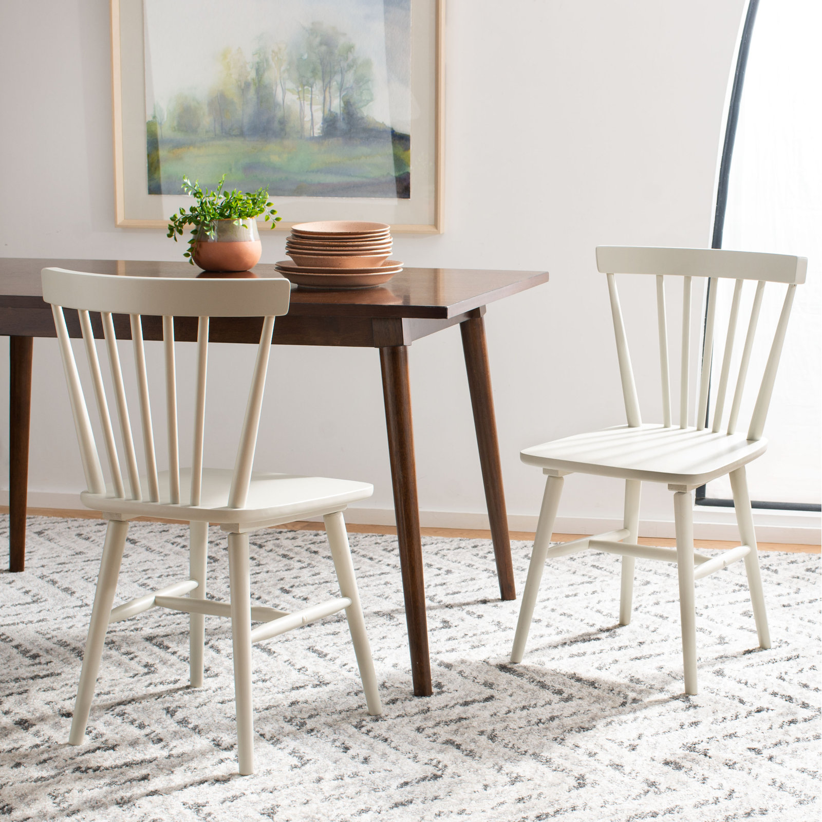 Antoya Solid Wood Dining Chair, Off-White