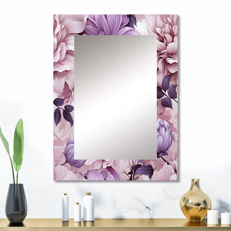 Heddwyn - Purple Traditional Wall Mirror, 32 po x 24 po