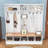 Elegant Hall Tree with Wood-Grain Finish, Shoe Bench, Storage Cubes & Shelves-1008873463