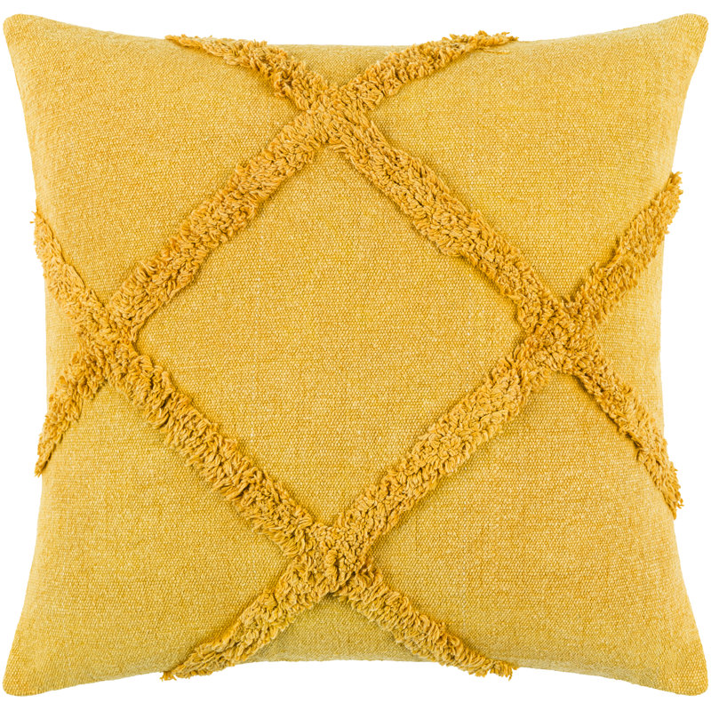 Sarah Square Pillow Cover, 18" x 18", Pillow Cover Only - No Insert, Yellow