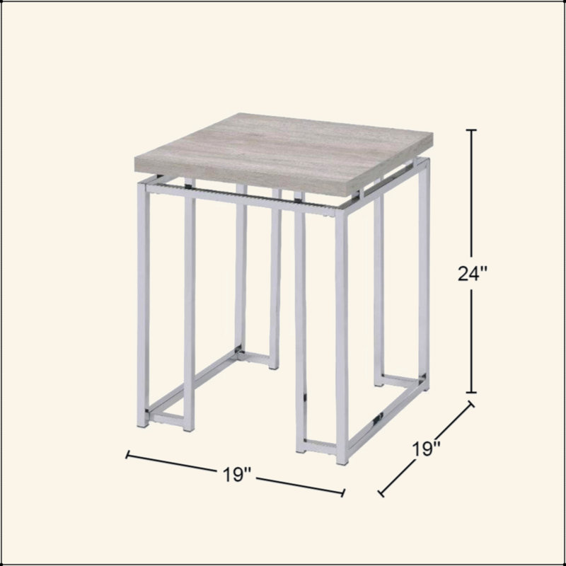 Square End Table With Metal Sled Base
