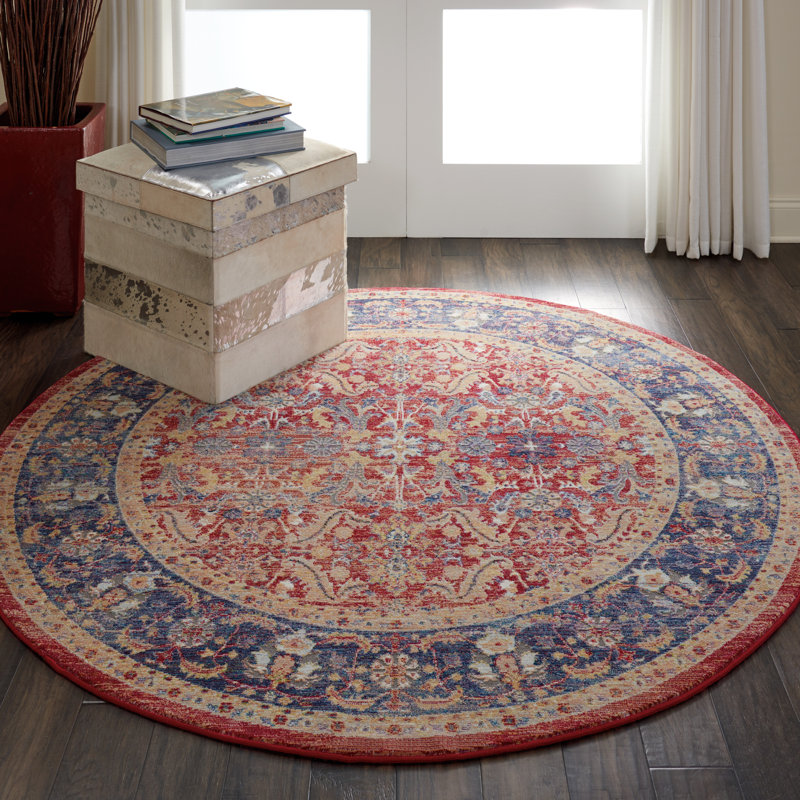 Tapis rouge d'inspiration persane Raymond, Rond 6 pi