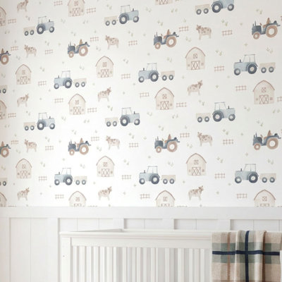 Charlie On the Farm Nursery Wallpaper