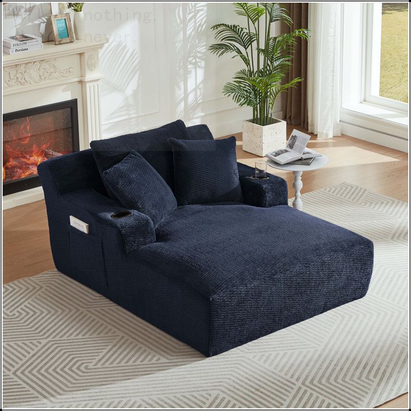 Oversized Chaise Lounge Chair Indoor,No Assembly Required,Comfy Sleeper Sofa, Bleu très foncé