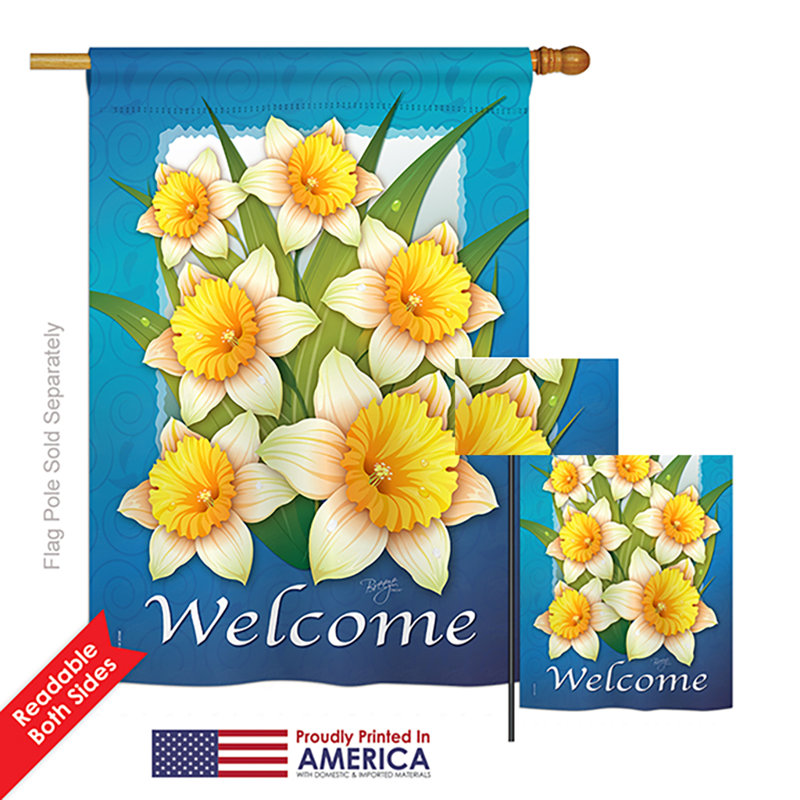 Ensemble de 2 drapeaux en polyester 2 pièces Leea Daffodils Spring Floral Impressions