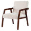 Chaise d'appoint Mid-Century moderne en bois massif, tissu de lin