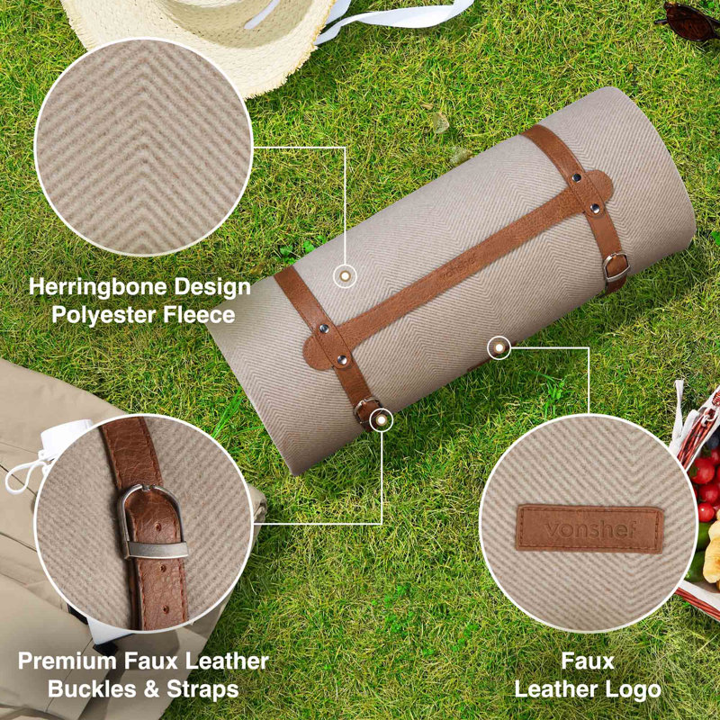 Picnic Blanket, 200cm W x 300cm D, Beige