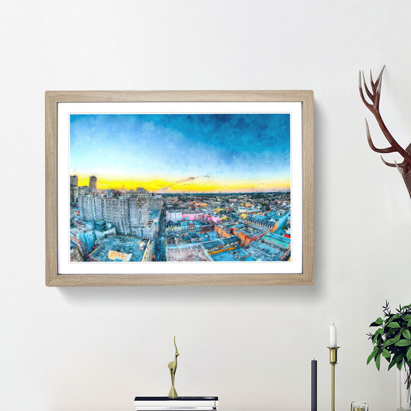Above New Orleans in Louisiana - Framed Print, 62cm H x 87cm W x 2cm D, Oak Framed