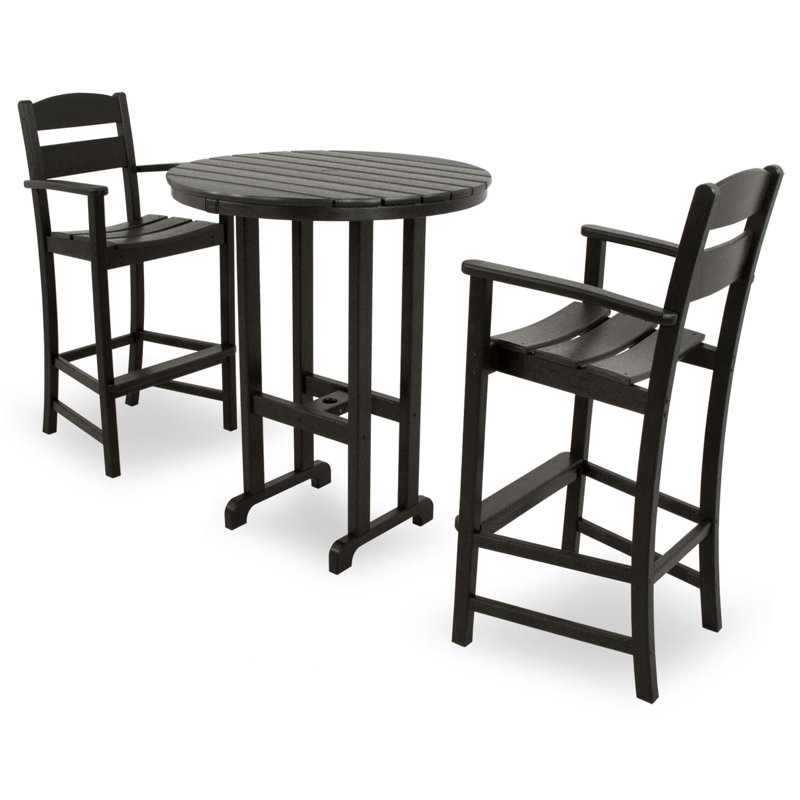 POLYWOOD Classics 3-Piece Round Bar Set, Black