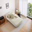 Chaise longue modulaire rembourrée en flanelle de fourrure de lapin blanche avec coussins sans assemblage requis-469579256