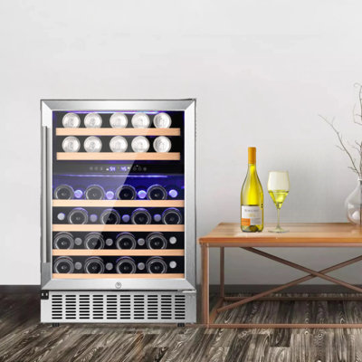 Cowsar 46 Bottle Dual-Zone Wine Cooler/Cabinet Beverage Refrigerator with Temperature Lock