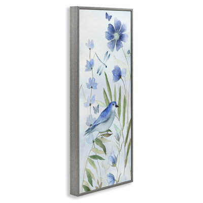 Giclée encadrée Cottage Botanicals & Blue Bird, design par Janet Tava