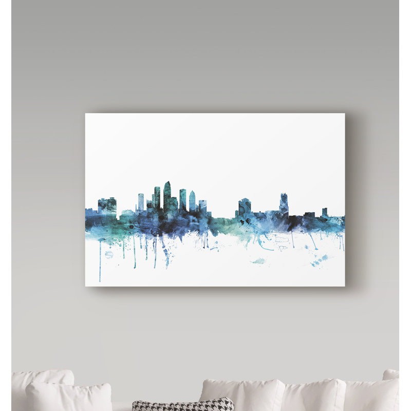 « tampa floride blue blue horizon », reproduction d’impression sur toile tendue, H 22 po x l 32 po x P 2 po