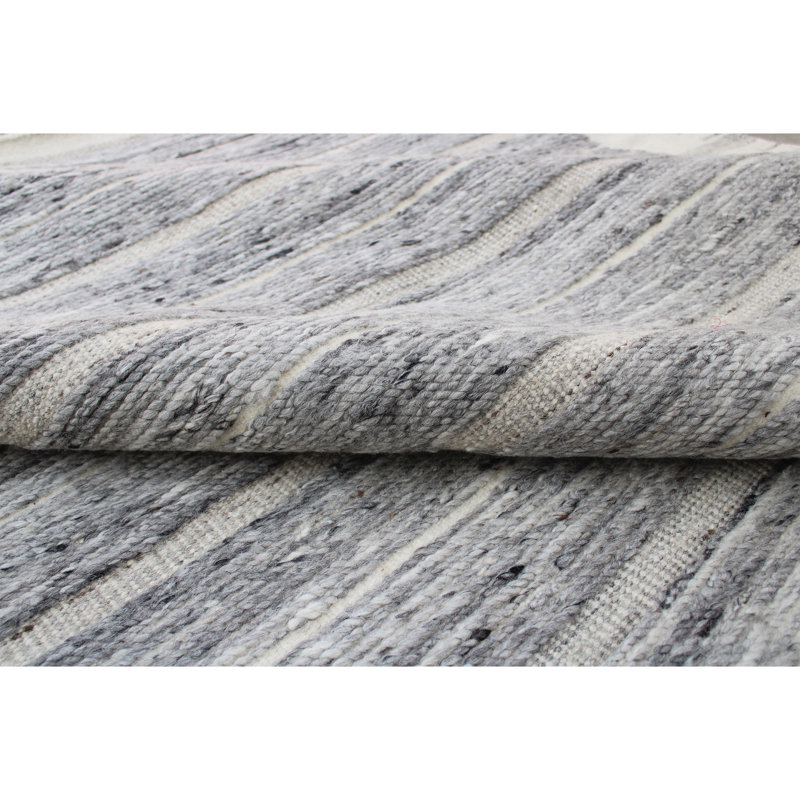 Wool Striped Area Rug, Rectangle 6' x 9'