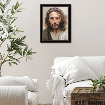 «Portrait of Christ» Byjo Moulton, reproduction encadrée prête à accrocher, cadre noir