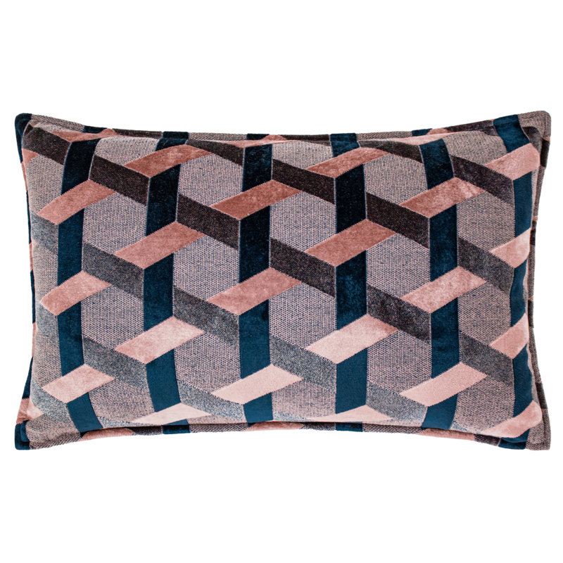 Delano Geometric Square 40" Cushion with Filling, Blush /Navy