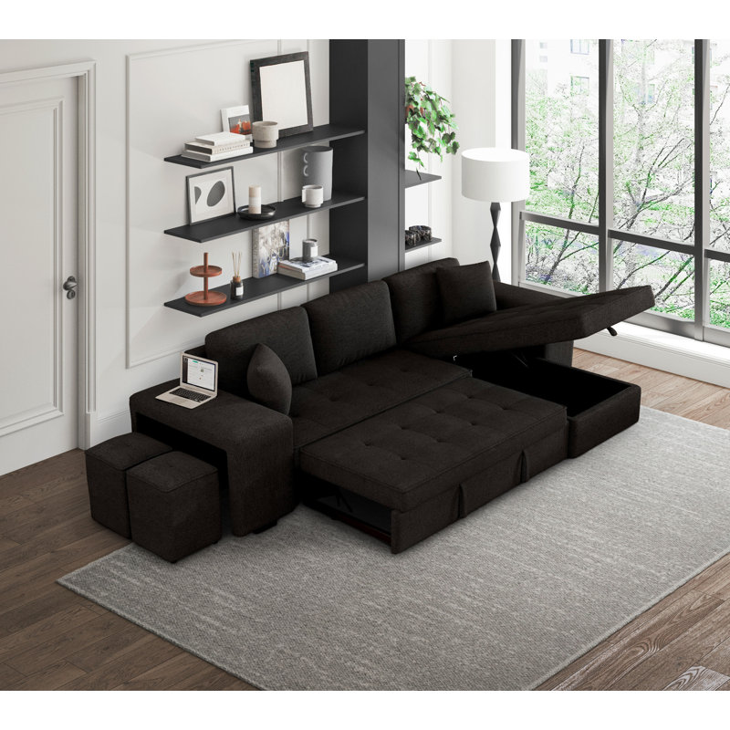 Verton Upholstered 104.5'' Sleeper Sofa, Charcoal Gray Chenille