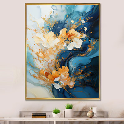 Floral, tempête bleue, charme, impression sur toile