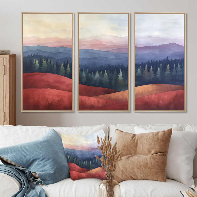 Christner - ensemble d'art mural campagne, H 40 po x l 60 po x P 1 po, Toile naturelle avec cadre flottant