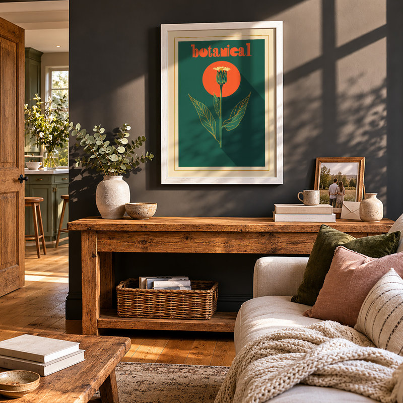 Modernist Botanical - Framed Print, A4 - 29.7 x 21.0 cm, White