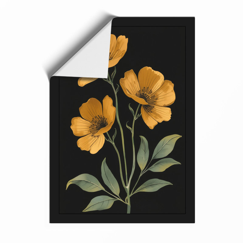 Golden Flowers Ascending Botanical - Framed Print, A4 - 29.7 x 21.0 cm, Unframed