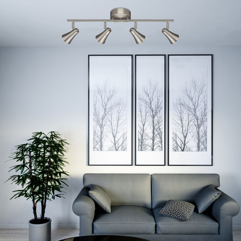 Cobbins 24'' 4 -Light Rail Track Kit with Dimmable, Brushed Nickel