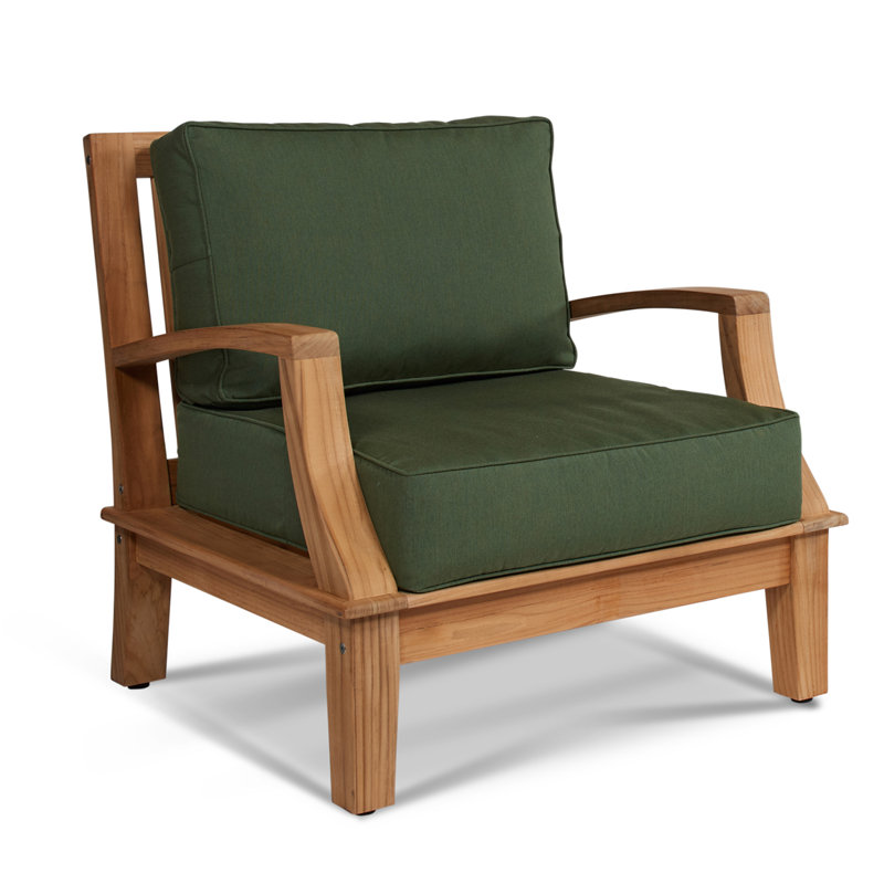 Grande Patio Chair with Sunbrella Cushions, Charcoal Grey Sunbrella®, Natural Sanded