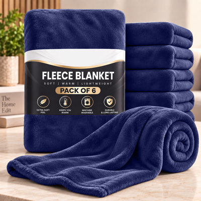 Plush Fleece Blanket – Set Of 6 | Queen Size 90X90" | Soft, Warm, Lightweight Bedding Blankets