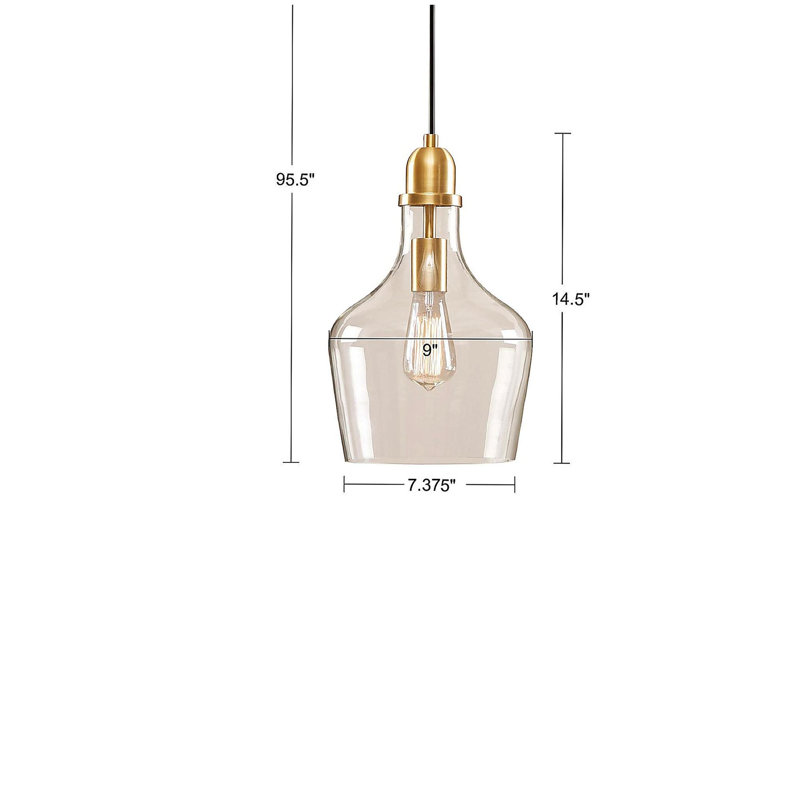 Lustre en forme de cloche en forme de cloche dorée / transparente de 9 po de diamètre, Doré
