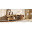 Meuble télé pour téléviseur 65, 75, 85 pouces Boho, meuble télé avec rangement ouvert et tiroirs, meuble télé moderne en bois avec rotin véritable