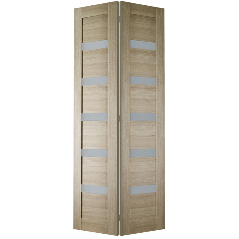 Porte pliante en verre Leora avec quincaillerie d'installation, Pin, 36 po x 79,38 po