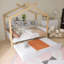 Cadre de lit en bois original en bois avec lit gigogne simple et bibliothèque pour enfants ou chambre d'amis